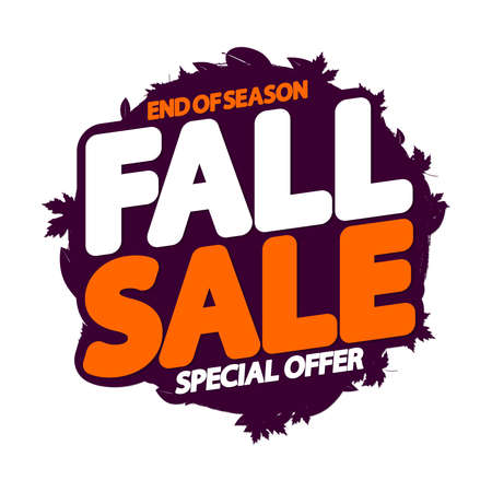Fall Sale, discount poster design template. Autumn promotion banner for shop or online store, vector illustration.のイラスト素材