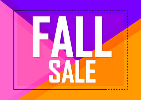 Fall Sale, discount poster design template. Autumn promotion banner for shop or online store, vector illustration.のイラスト素材