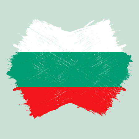 Bulgarian flag, banner with grunge brush. Background in national original colors. Vector illustration.のイラスト素材