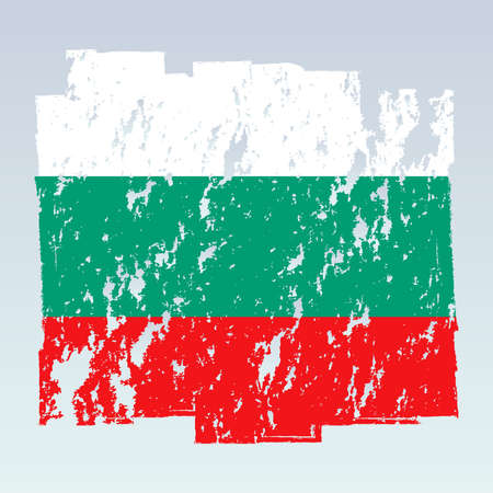 Bulgarian flag, banner with grunge brush. Background in national original colors. Vector illustration.のイラスト素材