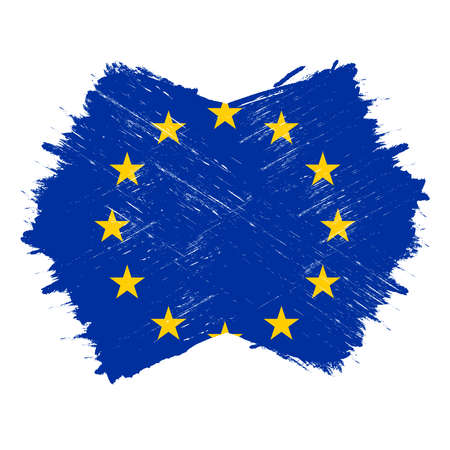 Flag of Europe. European flag, banner with grunge brush. European Union.のイラスト素材