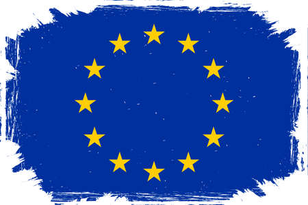 Flag of Europe. European flag, banner with grunge brush. European Union.のイラスト素材