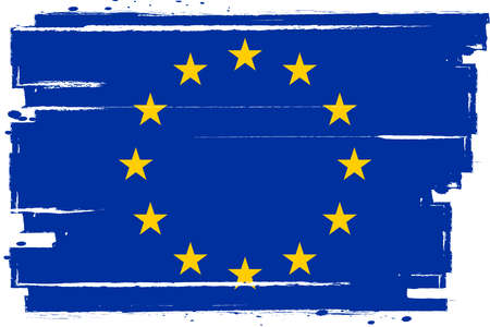 Flag of Europe. European flag, banner with grunge brush. European Union.のイラスト素材