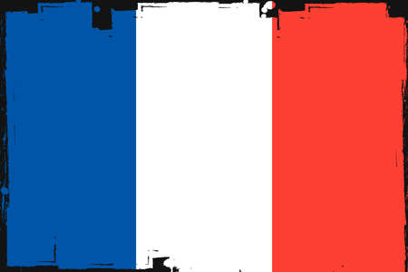 French flag, banner with grunge brushのイラスト素材