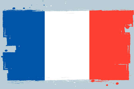 French flag, banner with grunge brushのイラスト素材