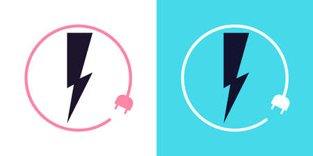 Electric car charging icon, graphic design template, lightning bolt. Parking with electric charge...