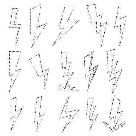 Lightning bolt, set power icons, graphic design template, collection electric signs, vector illustrationのイラスト素材