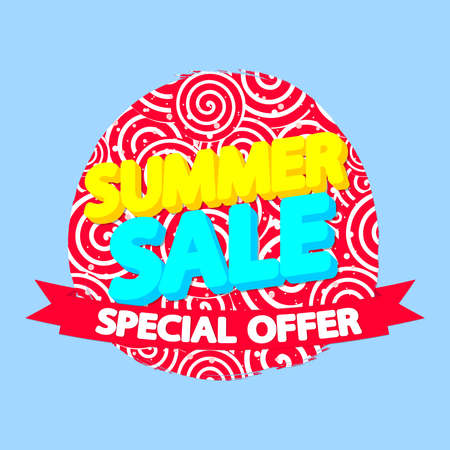Summer Sale, discount poster design template, store offer banner. Season shopping, promotion banner, vector illustration.のイラスト素材