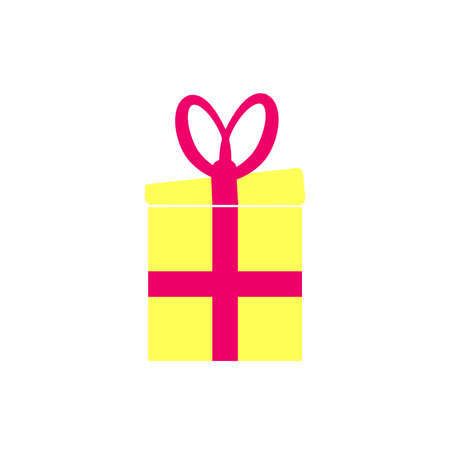 Gift box icon, flat graphic design template, Christmas present, Xmas symbol, Birthday surprise, vector illustrationのイラスト素材
