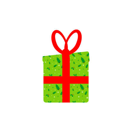 Gift box icon, flat graphic design template, Christmas present, Xmas symbol, Birthday surprise, vector illustrationのイラスト素材