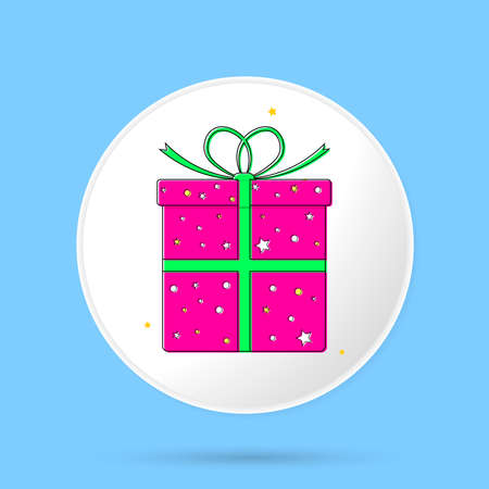 Gift box icon, flat graphic design template, Christmas present, Xmas symbol, Birthday surprise, vector illustrationのイラスト素材