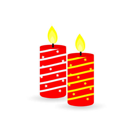 Christmas candle icon, Xmas isolated symbol, flat graphic design template, vector art illustrationのイラスト素材