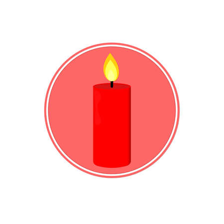 Christmas candle icon, Xmas isolated symbol, flat graphic design template, vector art illustrationのイラスト素材