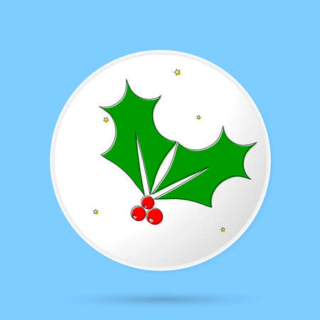 Holly berry icon, Christmas mistletoe, graphic design template, Xmas symbol, vector illustrationのイラスト素材