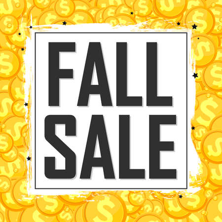 Autumn Sale, discount poster design template, store offer banner. Fall season shopping, promotion banner, vector illustration.のイラスト素材