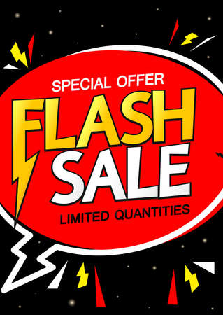 Flash Sale, discount poster design template. Promotion banner for shop or online store, vector illustration.