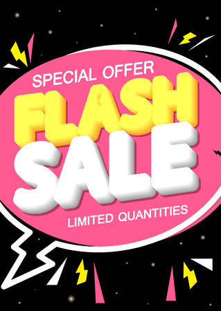 Flash Sale, discount poster design template. Promotion banner for shop or online store, special offer, vector illustration.のイラスト素材