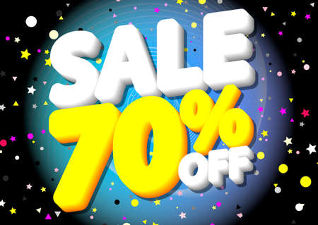 Sale 70% off, poster design template. Promotion banner for shop or online store