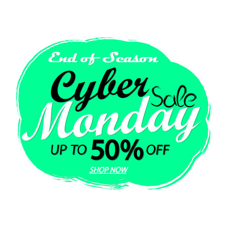 Cyber Monday Sale, discount poster design template. Promotion banner for shop or online store, vector illustration.のイラスト素材