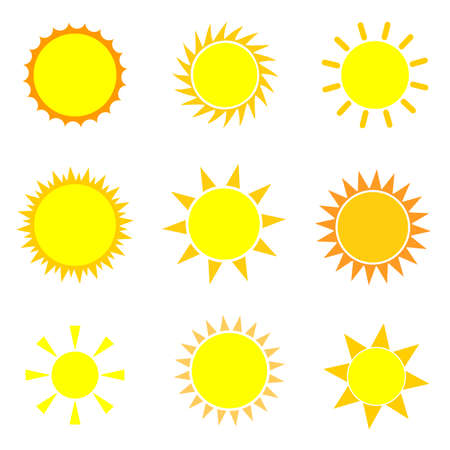 Sun icons, set symbols. Collection signs. graphic design template, vector illustrationのイラスト素材