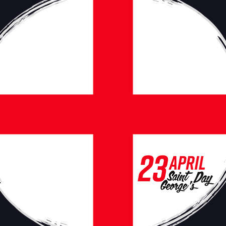 April 23, St. George's Day. National England Day. England flag, poster with grunge brush.のイラスト素材