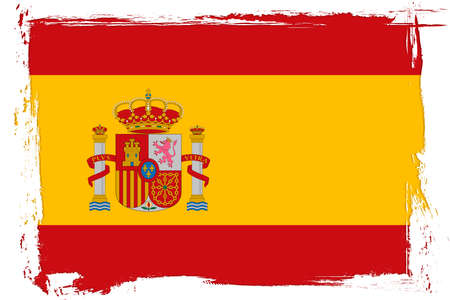 "Bandera de EspaÃ±a" - Flag of Spain, banner with grunge brushのイラスト素材