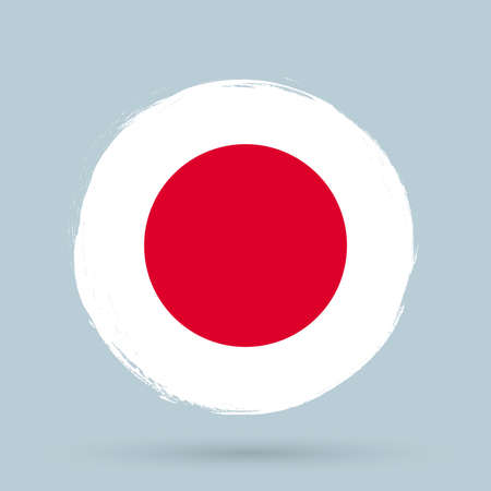 Flag of Japan, banner with grunge brush. vector illustration.のイラスト素材