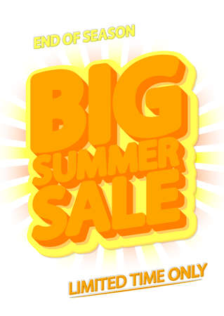 Big Summer Sale, discount poster design template, store offer banner. Season shopping, promotion banner, vector illustration.の写真素材