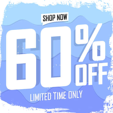 Sale 60% off, poster design template. Summer promotion banner for shop or online store, vector illustration.のイラスト素材