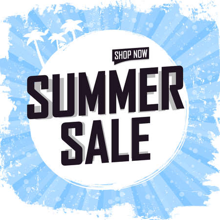 Summer Sale, discount poster design template, store offer banner. Season shopping, promotion banner, vector illustration.のイラスト素材