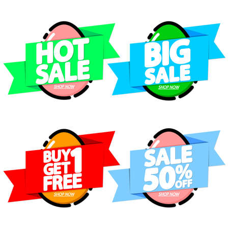 Set Sale banners design template, discount tags, vector illustrationのイラスト素材