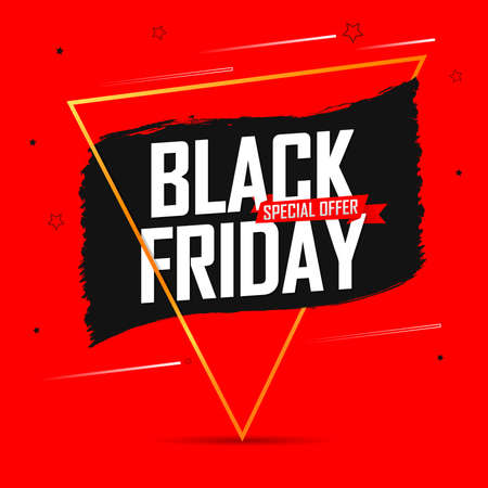 Black Friday Sale, discount poster design template. Promotion banner for shop or online store, vector illustration.のイラスト素材