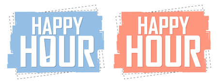 Happy Hour banners design template, sale tags, vector illustrationのイラスト素材