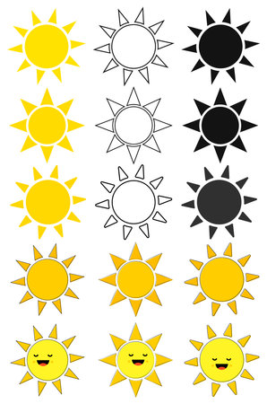 Sun icons, set symbols. Collection signs. graphic design template, vector illustrationのイラスト素材