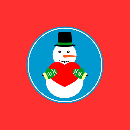 Snowman icon, flat winter symbol graphic design template, Christmas time, vector illustrationのイラスト素材