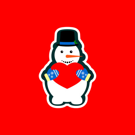 Snowman icon, flat winter symbol graphic design template, Christmas time, vector illustrationのイラスト素材