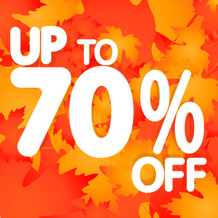 Autumn Sale up to 70% off, poster design template, season best offer. Discount banner for online shop, vector illustration.のイラスト素材