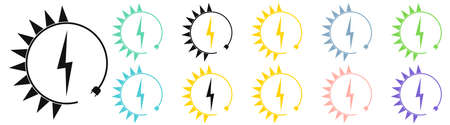 Renewable energy icons, graphic design template, lightning bolt. Set alternative power signs, vector illustrationのイラスト素材