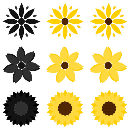 Set Flower icons, graphic design template, vector illustrationのイラスト素材