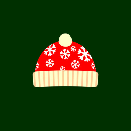 Winter cap icon, Christmas symbol, flat design template, vector illustrationのイラスト素材