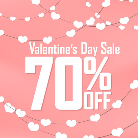Valentines Day Sale 70% Off Discount Banner Vector Illustrationの写真素材