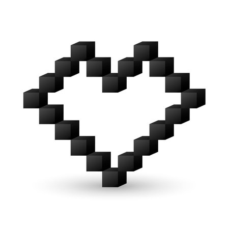 Black heart icon isolated on white background. vector illustration. Eps 10.のイラスト素材