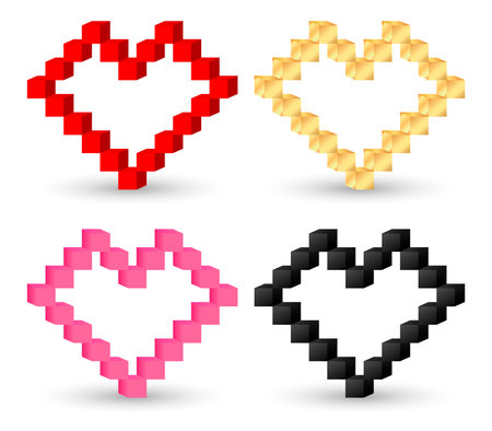 Heart icon set on white background. 3D vector illustration. Eps 10.のイラスト素材