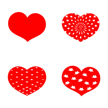 Set of red hearts isolated on white background. vector illustration. Eps 10.のイラスト素材