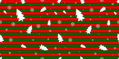 Christmas seamless pattern with christmas trees and snowflakes. vector illustration.のイラスト素材