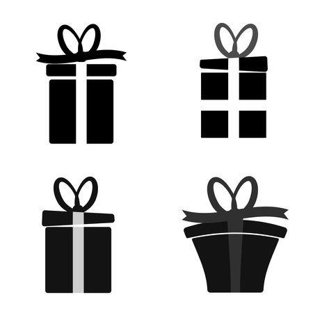 gift box icon set. black and white. vector illustration.のイラスト素材