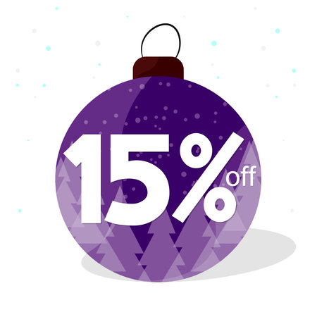 Christmas Sale Banner. 15% Off Discount Tag. vector illustration.のイラスト素材