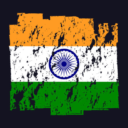 India flag with grunge texture on black background. vector illustration.のイラスト素材