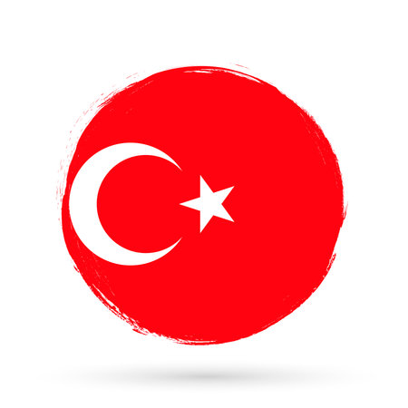 Flag of Turkey in grunge style. Round brush stroke. vector illustration.のイラスト素材