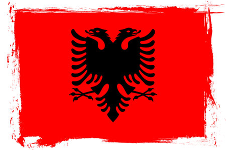 Flag of Albania, banner with grunge textureのイラスト素材
